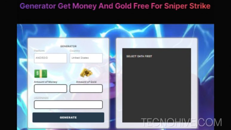 Sniper Strike gold and money generator